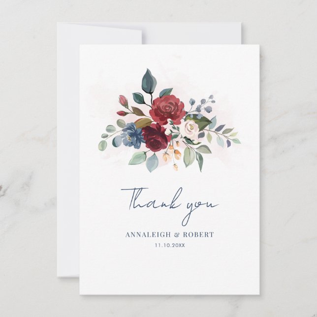 Casamento De Script Floral Watercolor Obrigado (Frente)