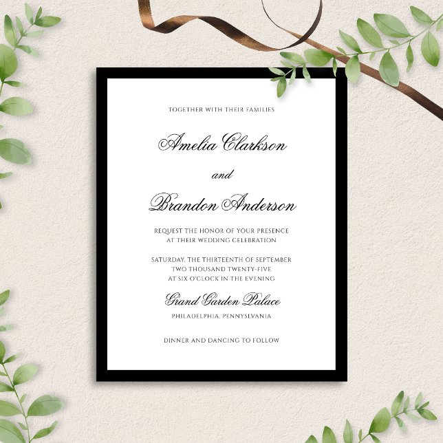 Casamento de Script Formal Branco e Preto Clássico (Criador carregado)
