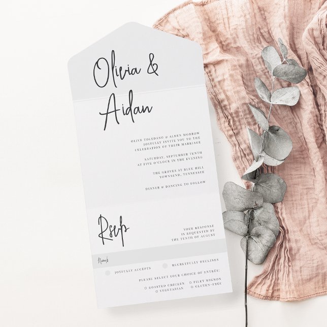 Casamento de Script Manuscrito Preto e Branco Mode (Criador carregado)