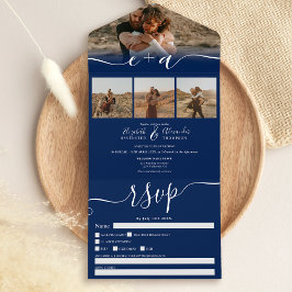 Casamento de script moderno azul-marinho Elegante