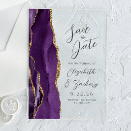 Casamento de Script Moderno de Plum Dourado Roxo A