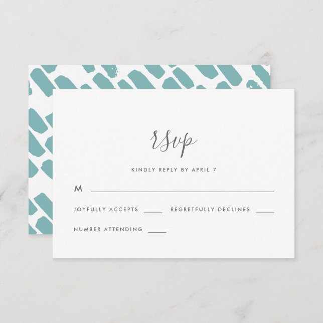 Casamento de Script Moderno Rsvp em Azul (Frente/Verso)