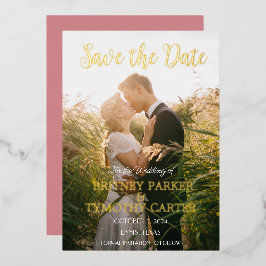 Casamento de Script Rosa Dusty com Foto de Código 