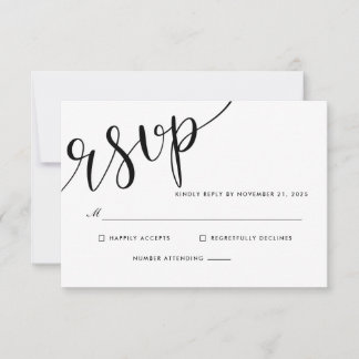 Casamento de Script RSVP Elegante Simples