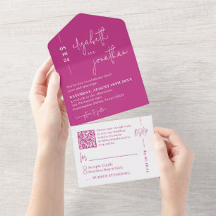 Casamento de Script Simples Magenta QR Code Classy