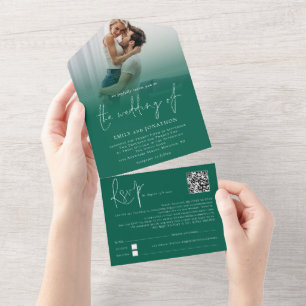Casamento de Script Verde Emerald com Código QR So