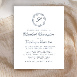 Casamento de Script Wreath de Monograma Azul Indig