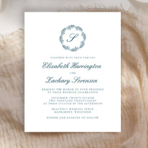 Casamento de Script Wreath do Monograma Azul-Teal