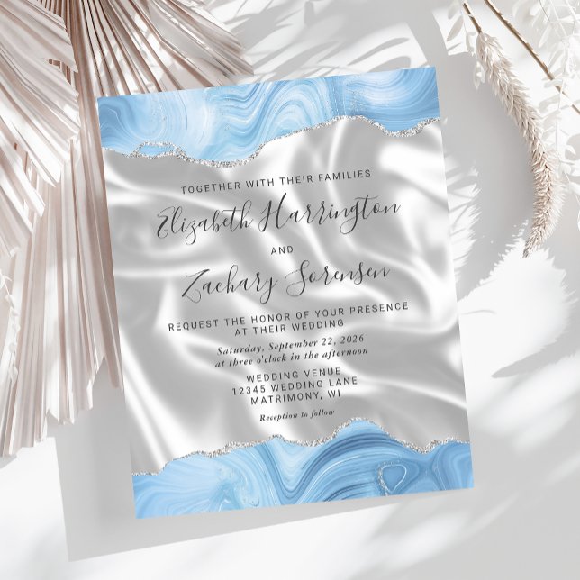 Casamento de Seda Branca de Agata Azul-Prata (Criador carregado)