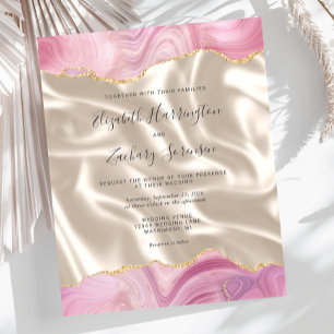 Casamento de Seda de Marfim, Dourado, Pastel Rosa 