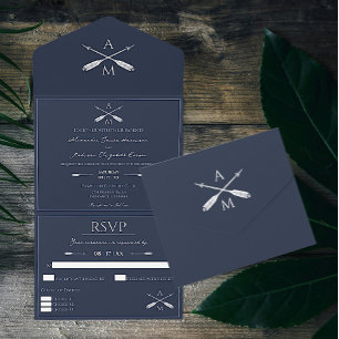 Casamento de Setas e Monogramas Azul Marinho