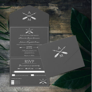 Casamento de Setas e Monogramas Cinzas de carvão