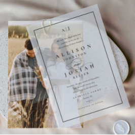 Casamento de Sobreposição Branco e Preto Elegante