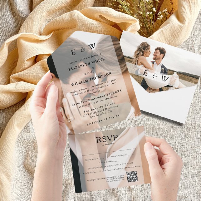 Casamento de Sobreposição de Foto RSVP de Código Q (Criador carregado)