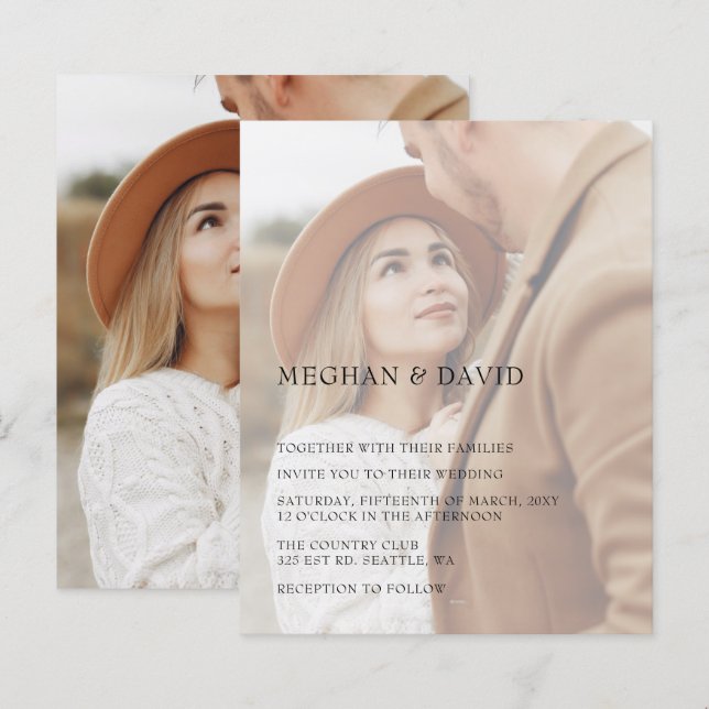 Casamento de Sobreposição de Fotos Elegante de Orç (Frente/Verso)