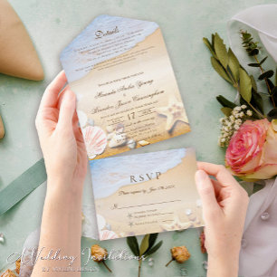 Casamento de Starfish e Shells da Praia Tropical