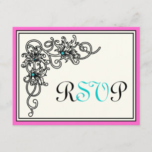 Casamento de tartaruga-rosa-preta-negra RSVP