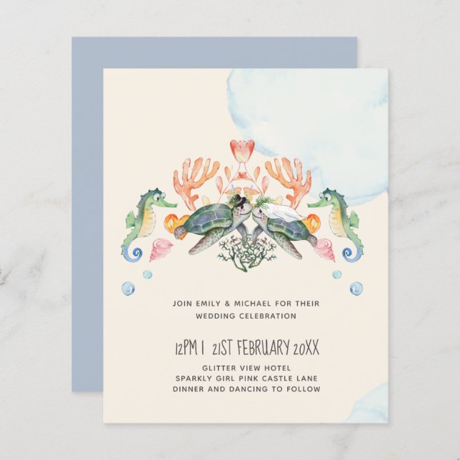 Casamento de Tartarugas do Mar com Noiva e Groom (Frente/Verso)