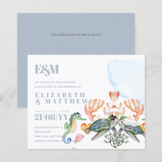 Casamento de Tartarugas do Mar com Noiva e Groom (Frente/Verso)