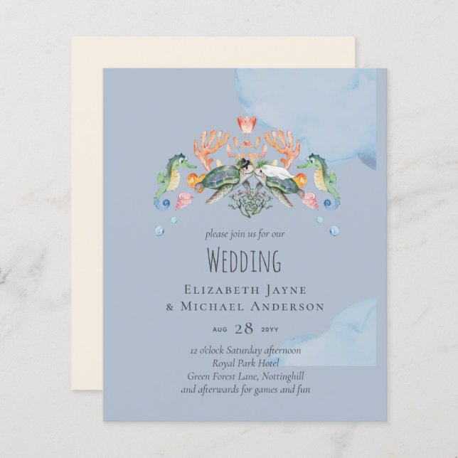 Casamento de Tartarugas do Mar com Noiva e Groom (Frente/Verso)