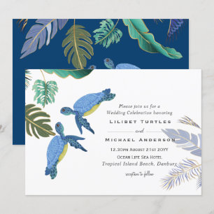 Casamento de Tartarugas Marinhas Azul Amarelo