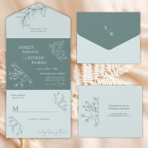 Casamento de Teal Floral Elegante