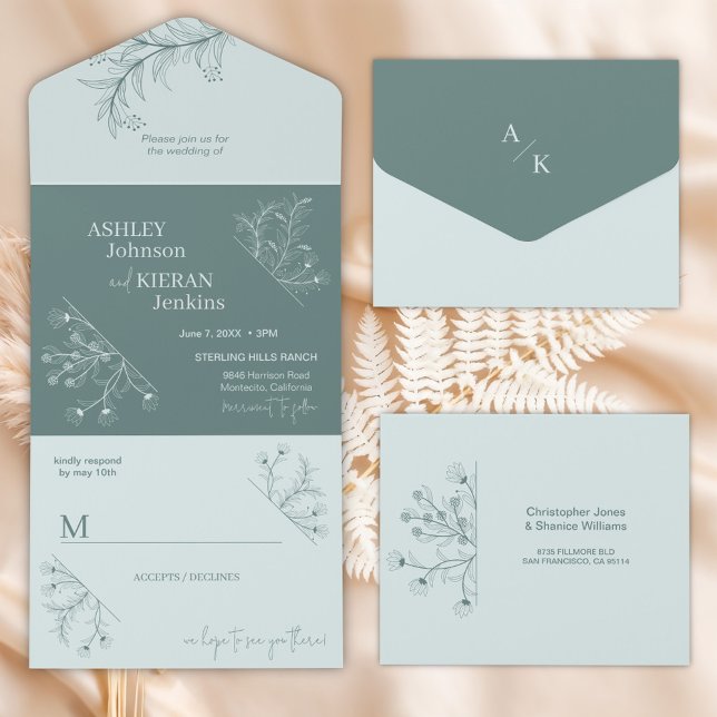 Casamento de Teal Floral Elegante (Criador carregado)
