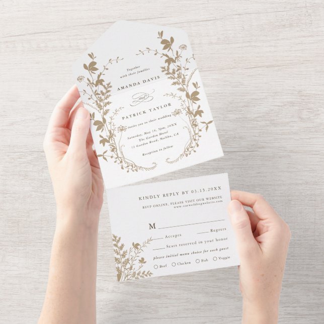 Casamento de terra da Silhouette Wreath de Tan & W (Tearaway)
