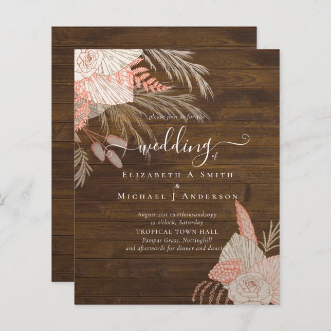 Casamento de Terracotta com Pampas Tropicais do OR (Frente/Verso)