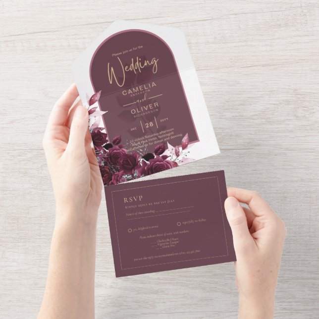 Casamento de Texto Dourado dos Rosas de Borgonha (Aba destacável)
