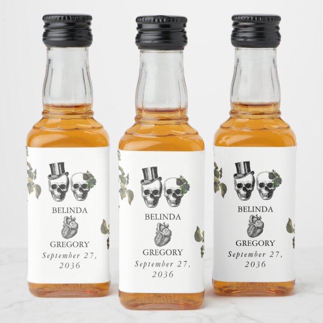 Casamento de Til Death Gothic Heart Floral Skulls (Garrafas)