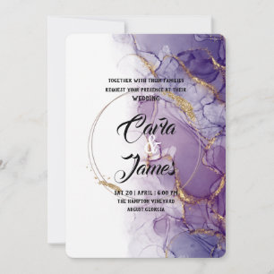 casamento de tinta roxa moderna Convite
