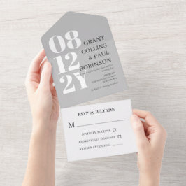 Casamento de Tipografia Branca e Cinza Elegante