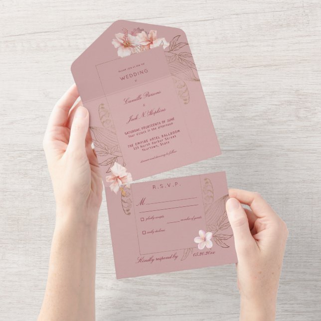 Casamento de Traceração Rosa Tropical (Tearaway)