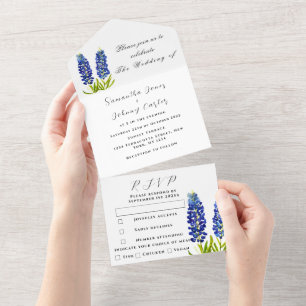Casamento de Tremoço Floral de Flor Selvagem Azul