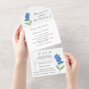 Casamento de Tremoço Floral de Flor Selvagem Azul