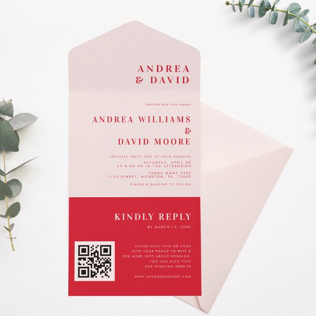 Casamento de Trendy RSVP de Código QR Vermelho e R (Criador carregado)