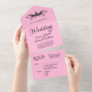 Casamento de três dobras cor-de-rosa e preto w Rsv