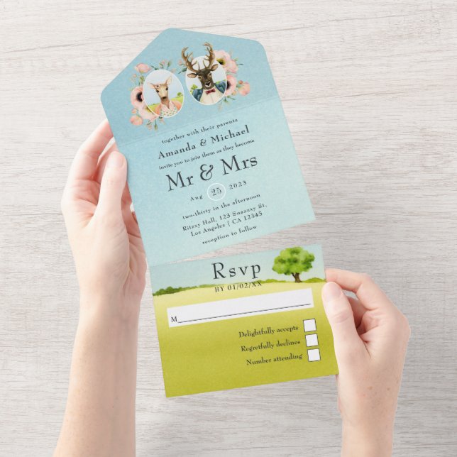 Casamento de veados da floresta Whimsical (Tearaway)