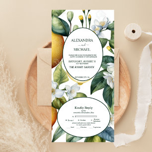Casamento de Verão com Citrinos em Aquarela Vintag