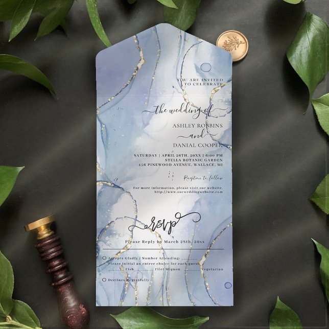 Casamento de Verão com Destaque Dourado Azul (Criador carregado)