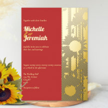 Casamento de Verão com Girassóis Vermelho Dourado