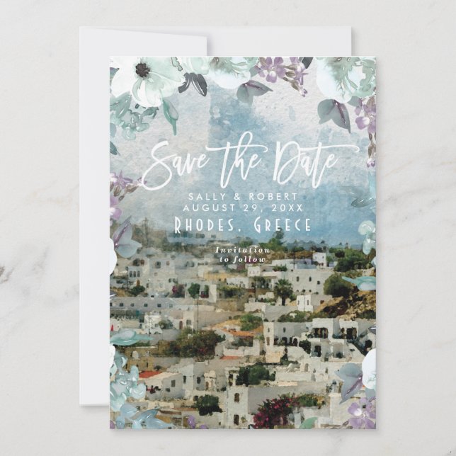 Casamento de verão da Grécia Rhodes salve o cartão (Frente)