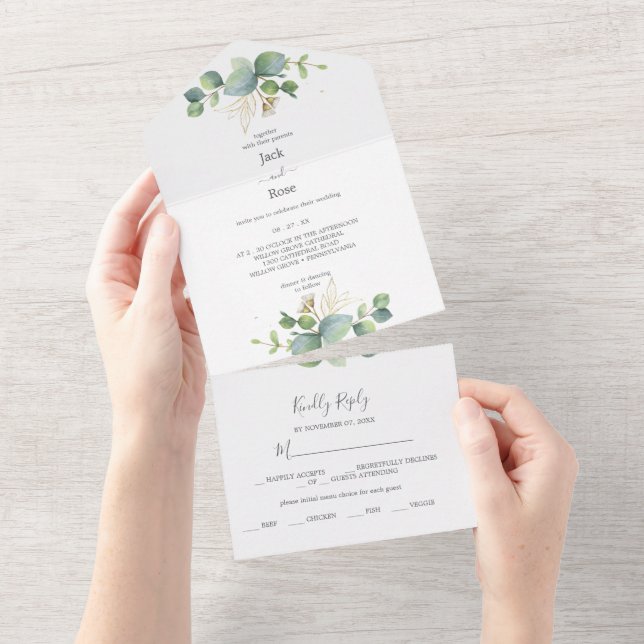 Casamento de Verão de Eucalyptus Greenery Rustic. (Aba destacável)