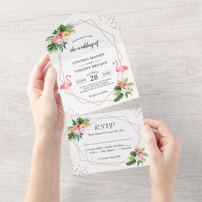 Casamento de Verão Geométrico com Flamingo Floral  (Tearaway)
