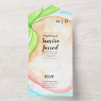 Casamento de Verão Pintado à Mão Manga Tropical