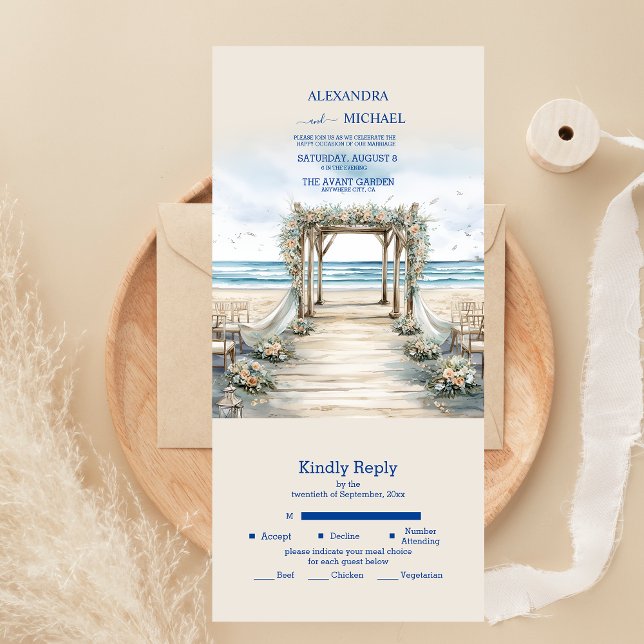 Casamento de Verão Romântico com Aquarela no Ocean (Criador carregado)