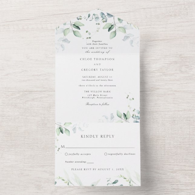 Casamento de Verde Botânico e Eucalipto (Interno)