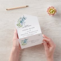 Casamento de Verde com Eucalipto em Aquarela Moder