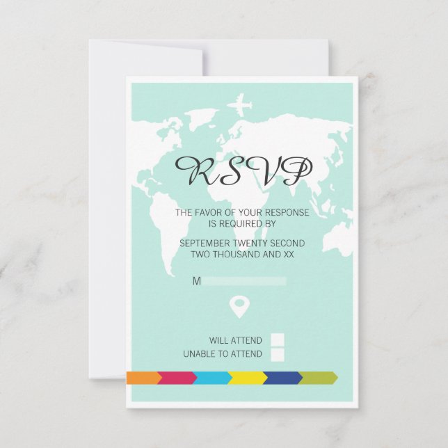 Casamento de Viagem Mundial RSVP (Frente)